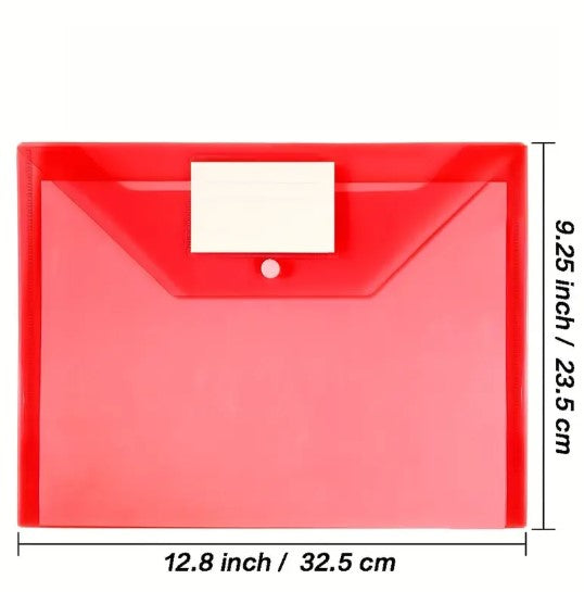 Lot de chemises plastiques colorées A4 avec étiquette – Dossiers transparents à bouton pression pour documents