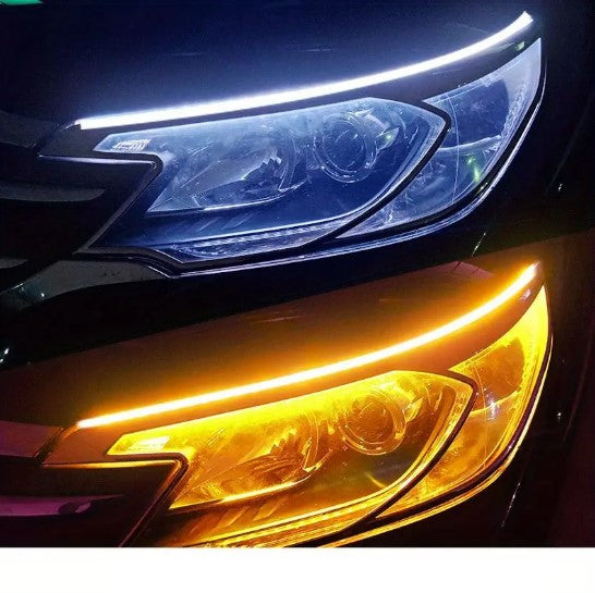 Ruban LED Clignotant Voiture – Feu de Jour DRL Flexible pour Phares Avant Multicolore 60cm