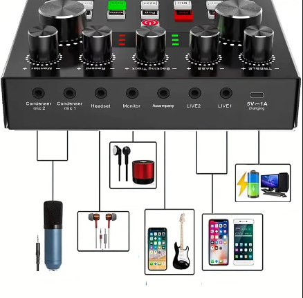 Table de Mixage Audio USB Portable – Carte Son DJ avec Effets Sonores & Contrôle Vocal pour Streaming, Podcast, Karaoké