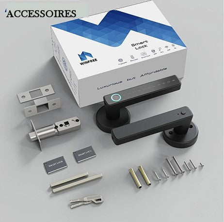Serrure Connectée avec Empreinte, Clavier Numérique & Carte RFID – Poignée Intelligente Sécurisée pour Porte d’entrée