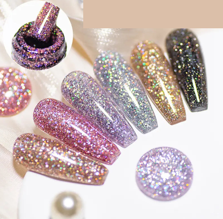 Vernis Gel à Paillettes FOUR LILY – Effet Glitter Intense 7ml FL525–FL530, UV/LED Longue Tenue