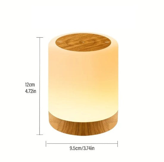 Lampe de bureau tactile LED multicolore avec base effet bois – Éclairage d’ambiance RGB pour bureau ou chambre