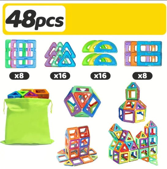 Blocs de Construction Magnétiques Colorés – Kit de Formes Géométriques pour Assemblage Créatif et Modélisation
