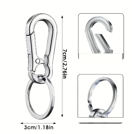 Lot de 6 Porte-Clés Mousquetons Métal – Anneaux Robustes et Clip Rapide pour Clés, Sac ou Ceinture