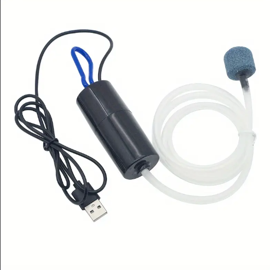 Pompe à Air USB pour Aquarium – Mini Bulleur Silencieux avec Pierre Diffuseur pour Poissons et Reptiles