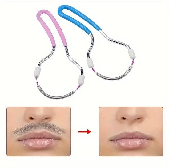 Épilateur Visage Manuel en Forme de U – Élimination Facile des Poils du Visage sans Douleur, Ressort Anti-Repousse Naturelle