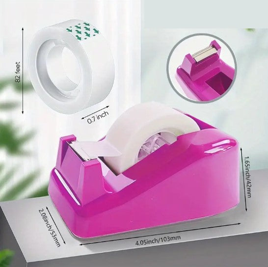 Dévidoir de ruban adhésif rose avec 10 recharges – Idéal pour bureau, école et emballage cadeau