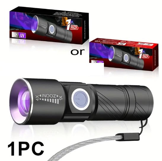 Lampe Torche UV 501 à LED avec Zoom Réglable – Détecteur de Taches et de Faux Billets – 1 Pièce – Collection Lampes de Poche