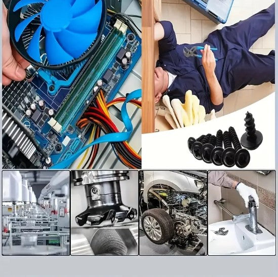 Lot de Vis Noires Auto-Perceuses avec Rondelle – Assortiment Multi-Tailles pour Bois, Métal et Bricolage