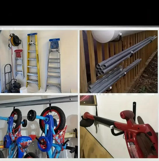 Support mural multifonction pour rangement extérieur — Crochets robustes pour outils, vélos, échelles et équipements de jardin