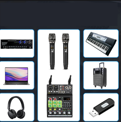 Table de Mixage DJ avec Micros Sans Fil – Kit Audio Professionnel USB, Égaliseur Intégré, Bluetooth & Effets Sonores