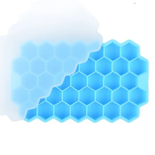 Bac à Glaçons Silicone en Forme de Nid d’Abeille – Moule avec Couvercle Hermétique pour Glaçons Faciles à Démouler