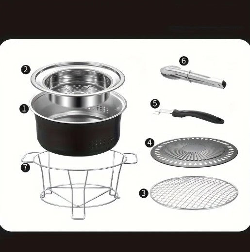 Barbecue portable en acier inoxydable – Grille multifonction pour cuisson, fumage et cuisine d’extérieur