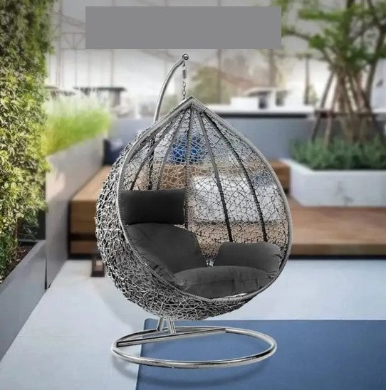 Fauteuil Suspendu Œuf avec Coussin Chaise de Jardin en Rotin Tressé pour Terrasse et Balcon
