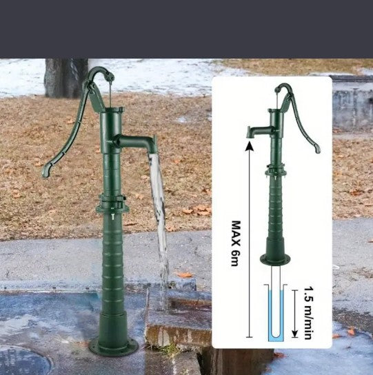 Pompe à Eau Manuelle de Jardin en Fonte Pompe à Main Vintage pour Puits et Arrosage Extérieur