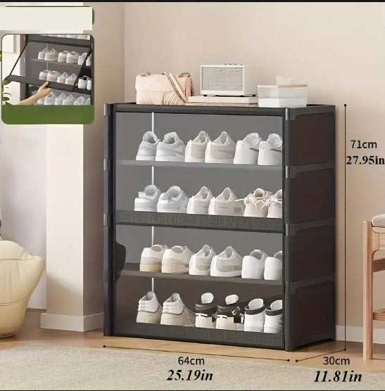 Meuble de Rangement à Chaussures avec Porte Transparente – Organisateur Empilable pour Boutique et Dressing