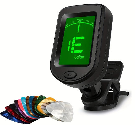 Accordeur numérique à pince pour guitare avec écran LCD + 10 médiators offerts