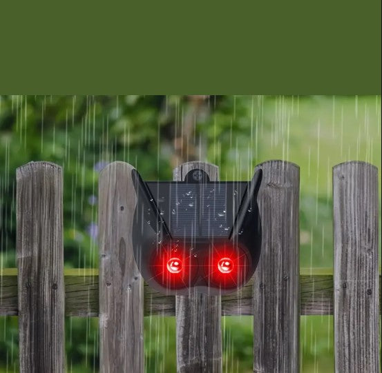 Répulsif à Ultrasons Solaire avec LED Rouges – Dispositif Anti-Animaux Sauvages pour Jardin, Éloigne Renards, Cerfs, Lapins et Chats