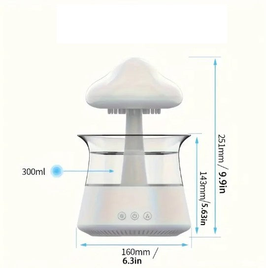 Humidificateur d’Air LED en Forme de Champignon – Diffuseur Silencieux avec Effet Pluie et Lumière d’Ambiance
