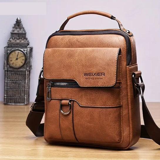 Sac Besace Homme en Simili Cuir Élégant, Léger et Fonctionnel avec Bandoulière Réglable