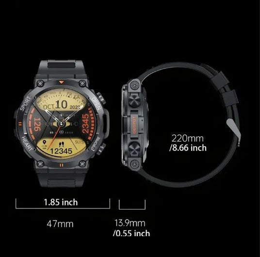 Montre connectée robuste pour homme – Suivi santé, mode sport, fréquence cardiaque et écran HD