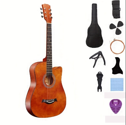 Guitare acoustique 6 cordes + pack complet débutant – Housse, capodastre, cordes, médiators inclus