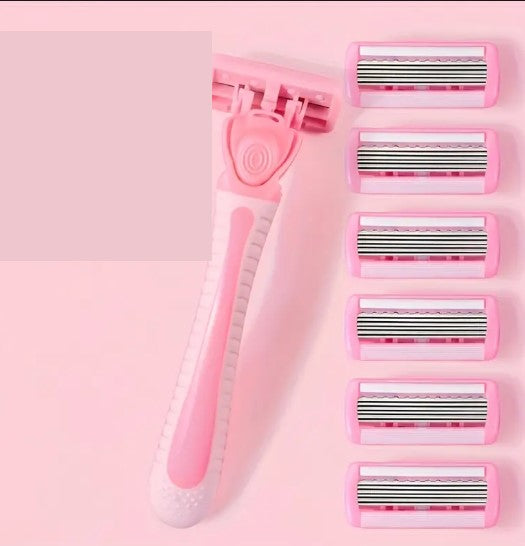 Rasoir Féminin avec 3 Recharges – Manche Antidérapant et Têtes de Rasage Douces pour une Épilation Précise et Confortable
