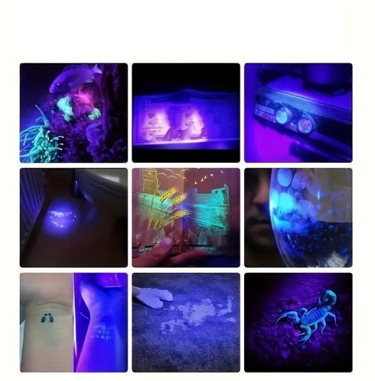 Lampe Torche UV 501 à LED avec Zoom Réglable – Détecteur de Taches et de Faux Billets – 1 Pièce – Collection Lampes de Poche