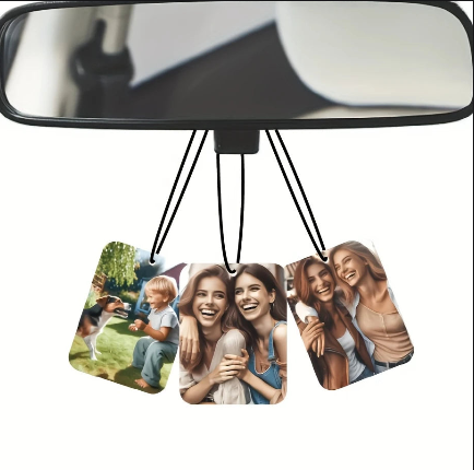 Désodorisant voiture personnalisé avec photo – Cadeau unique à suspendre