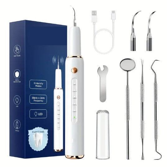 Détartreur Dentaire Électrique Rechargeable – 5 Modes de Nettoyage pour un Sourire Éclatant