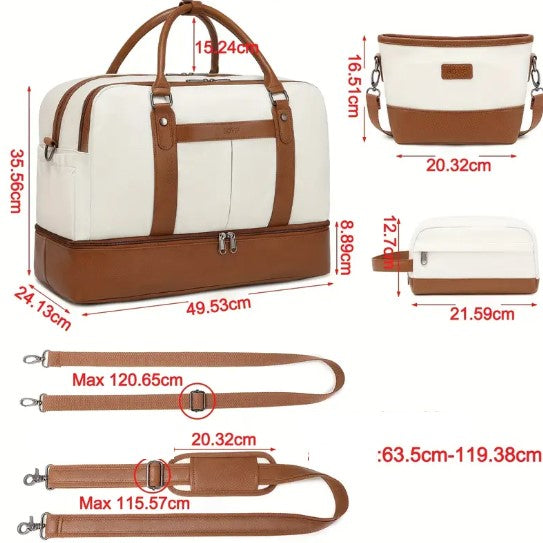Ensemble Bagages de Voyage 3 Pièces – Sac Week-End Cabine Élégant avec Trousse de Toilette & Pochette Organisateur en Simili Cuir