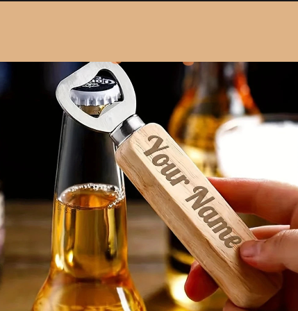 Décapsuleur en bois personnalisé – Gravure prénom ou message unique