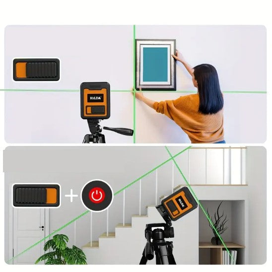 Niveau Laser Vert Multi-Lignes avec Trépied – Outil de Nivellement pour Travaux de Précision