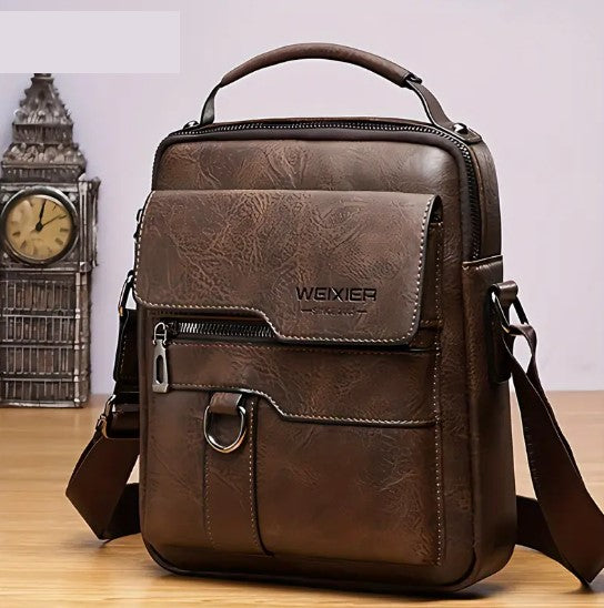 Sac Besace Homme en Simili Cuir Élégant, Léger et Fonctionnel avec Bandoulière Réglable