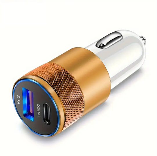 Chargeur Allume-Cigare USB & USB-C 3.1A – Double Port Rapide pour Voiture, Smartphone et Tablette