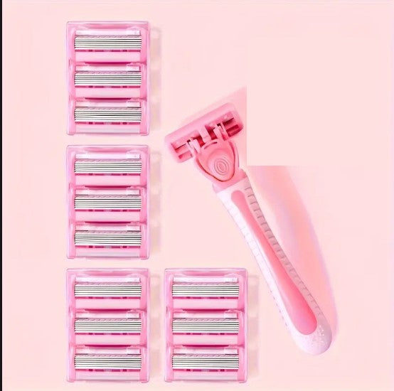 Rasoir Féminin avec 3 Recharges – Manche Antidérapant et Têtes de Rasage Douces pour une Épilation Précise et Confortable