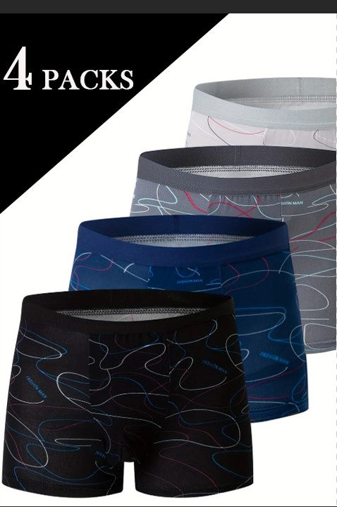 Boxers Homme Confort & Style – Pack de 4 Sous-Vêtements Respirants, Motifs Modernes