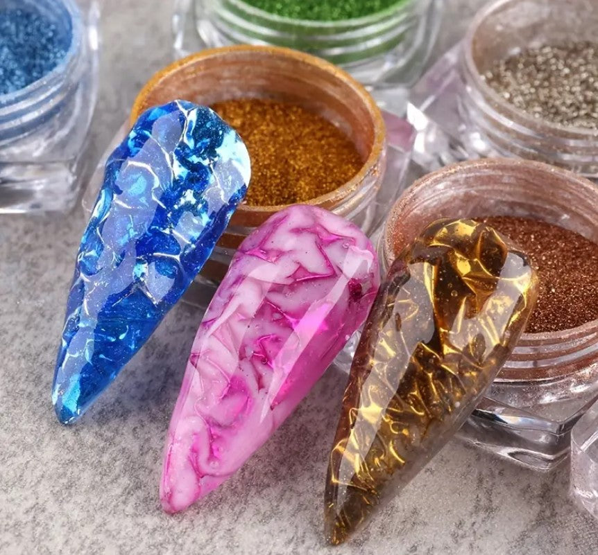 Vernis en Poudre Effet Chrome Miroir – 24 Couleurs Éclatantes pour Ongles Nail Art, Manucure Brillante et Longue Tenue