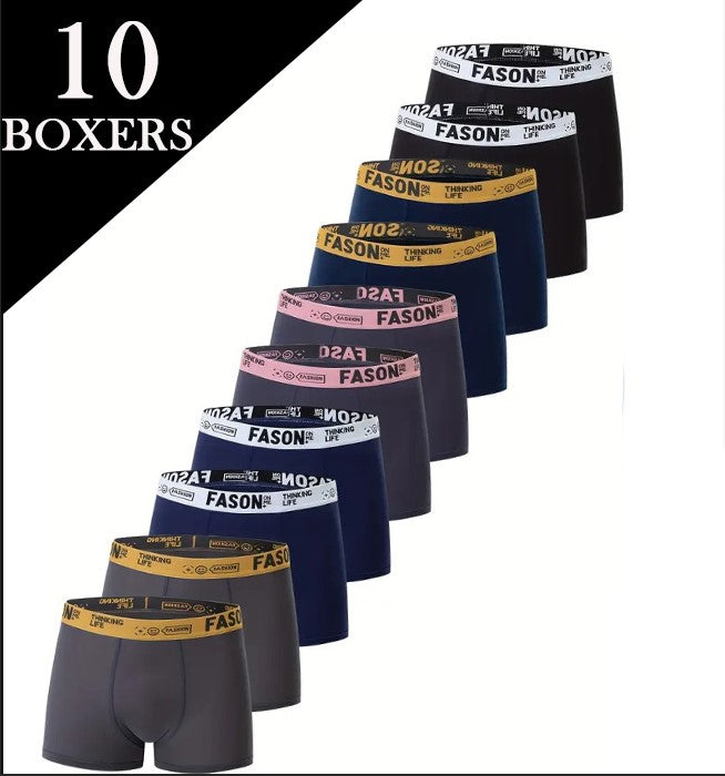 Pack de 10 Boxers homme noirs confortables – Ceinture élastique stylée