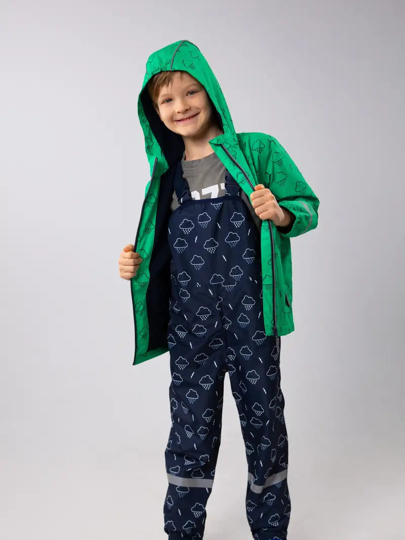Salopette Imperméable Enfant – Pantalon de Pluie avec Bretelles Motifs Nuages