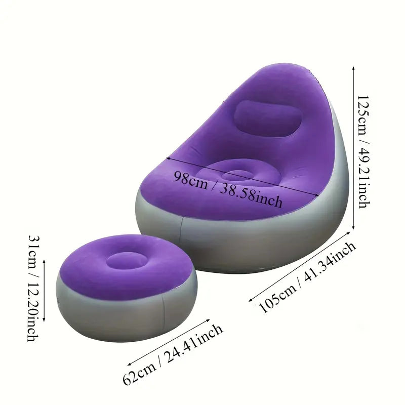 Fauteuil gonflable avec repose-pieds – Chaise longue ergonomique pour salon, chambre ou détente à domicile