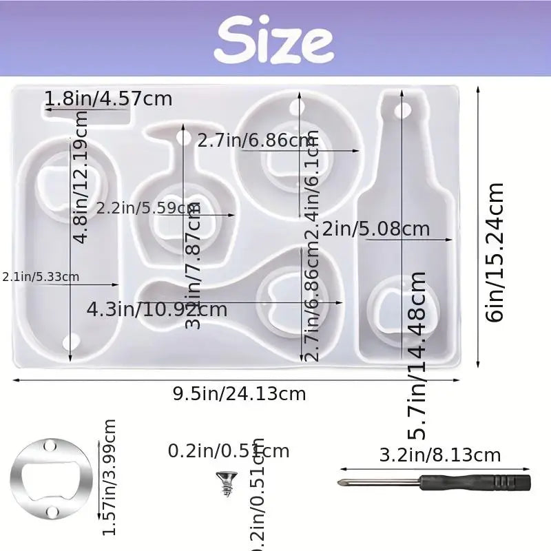 Kit Moule Résine Ouvre-Bouteille - 10 Formes Originales + Accessoires pour Créations DIY Uniques