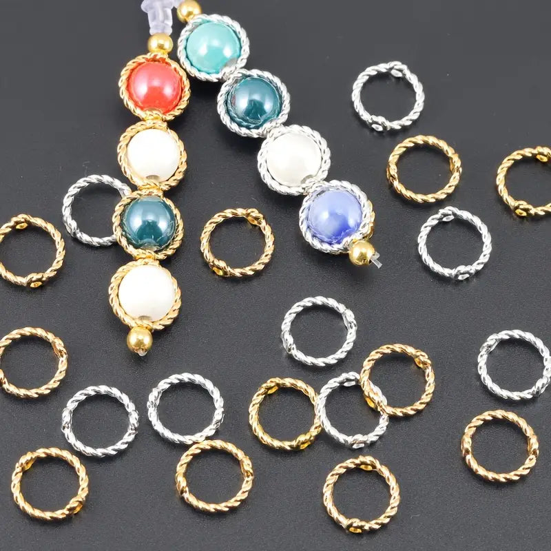 Anneaux Torsadés Dorés et Argentés – Connecteurs Métalliques pour Bracelets, Colliers et Bijoux DIY