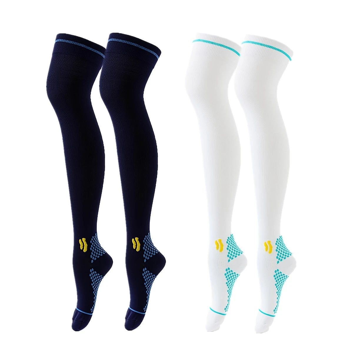 Lot de 2 paires de bas de compression femme – Circulation sanguine & confort sportif