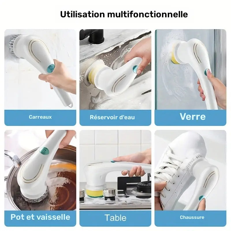 Brosse Électrique de Nettoyage Multifonction – Idéale pour Chaussures, Sols et Surfaces Tenaces