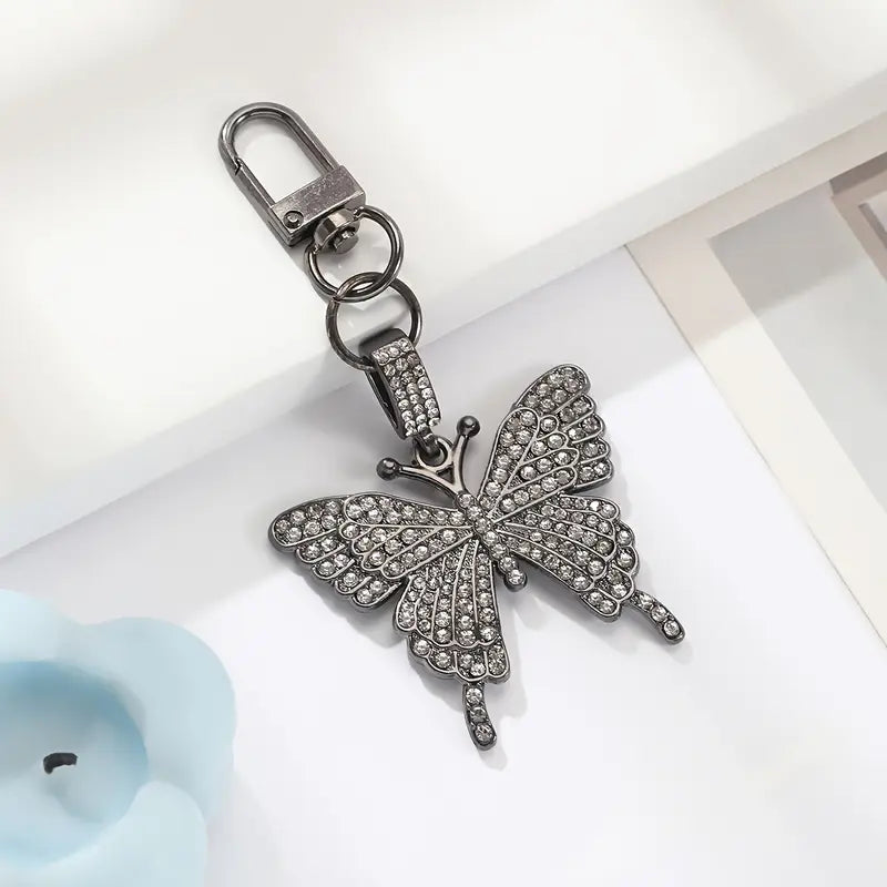 Porte-clés papillon doré strass – Breloque élégante et brillante pour femme