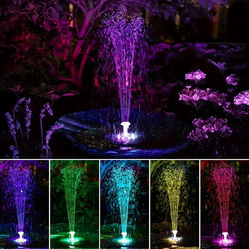 Fontaine Solaire LED Multicolore 16 cm pour Jardin et Étang – Pompe Décorative Écologique
