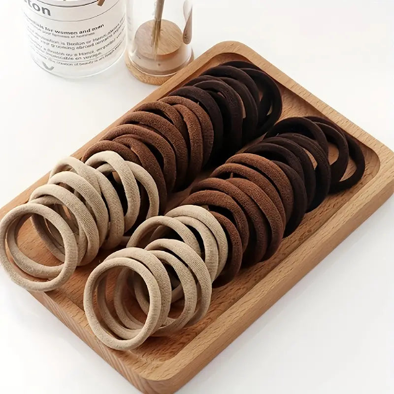 Lot de 50/100 Élastiques Cheveux Noirs – Sans Métal, Doux et Résistants pour Queue de Cheval et Coiffures Quotidiennes