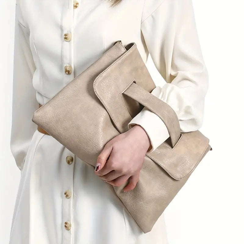 Mallette en simili cuir gris pour femme Sacoche élégante avec bandoulière amovible et compartiments pratiques