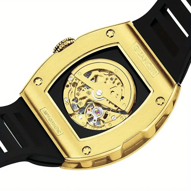 Montre homme automatique squelette – Mouvement mécanique apparent avec boîtier doré